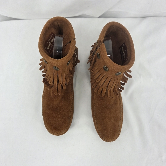 Minnetonka women's 692 Double Fringe Side Zip Boots sz 6 - Picture 4 of 9
